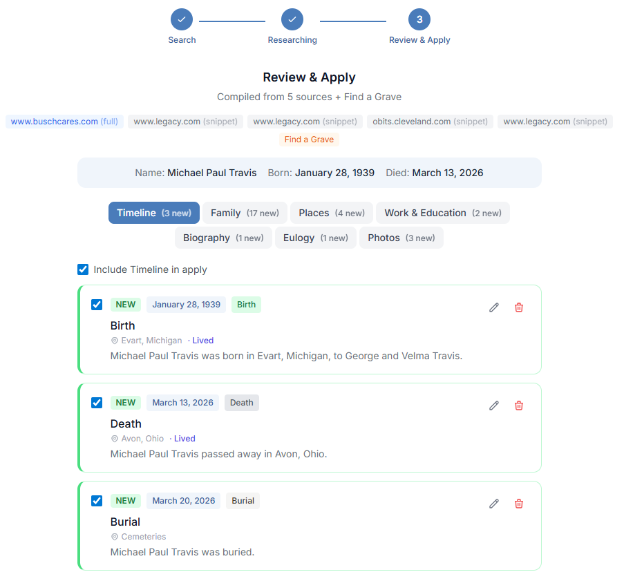 AI research discovers obituaries and life events